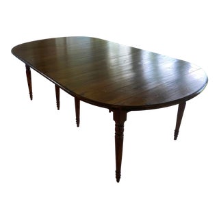 Antique Oval Extension Dining Table With Six Leaves For Sale
