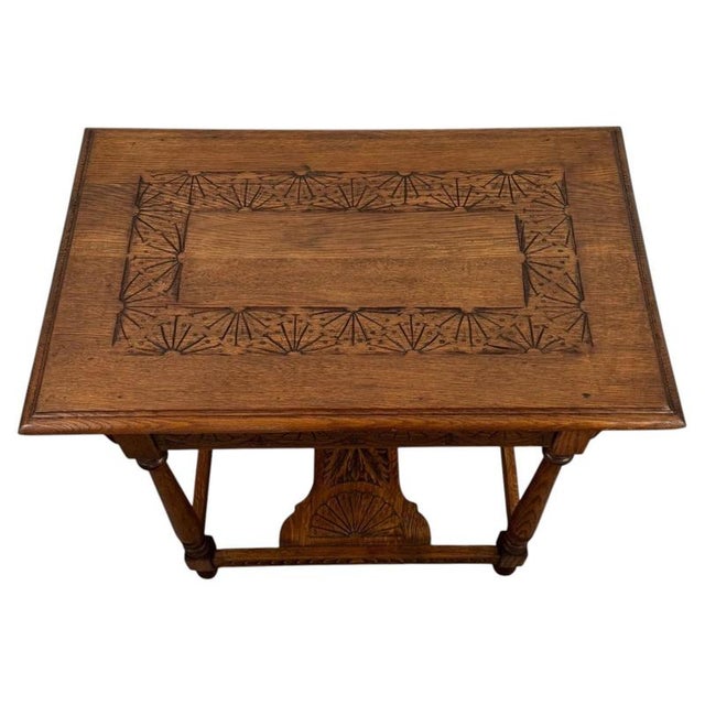 19th Century English Carved Oak Side Table For Sale - Image 3 of 10