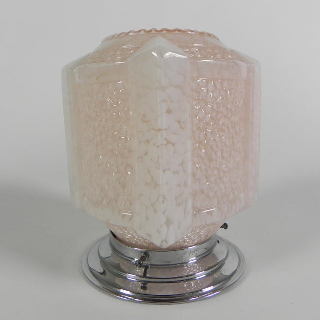 Art Deco Ceiling Lamp with Pink Cloudy Shade, 1930s For Sale - Image 14 of 14