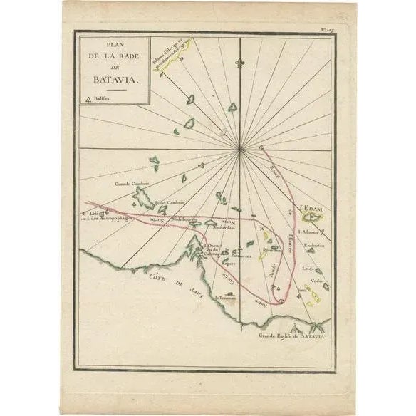 Interesting Map of the Thousand Islands in the Bay of Batavia Jakarta, 1740 For Sale - Image 6 of 6