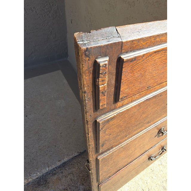 Early 19th Century Antique Oak Secretary Chest Front Facade For Sale - Image 5 of 10