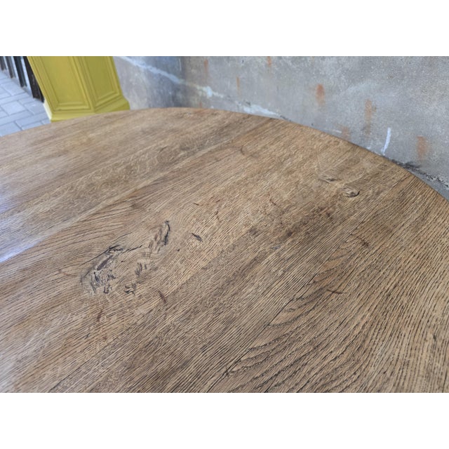 Large Mid-Century Modern Round Oak Coffee Table, 1970s For Sale - Image 6 of 13