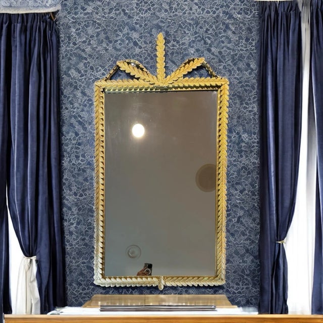 Metal Gold Leaf Mirror Neoclassical Empire Metal Laurel Leaves For Sale - Image 7 of 11