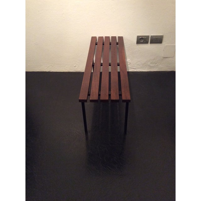 1960s Iron and Teak Bench, Italy, 1960s For Sale - Image 5 of 8