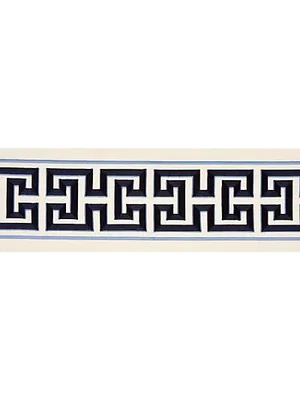 Scalamandre Imperial Embroidered Tape, Navy Fabric
