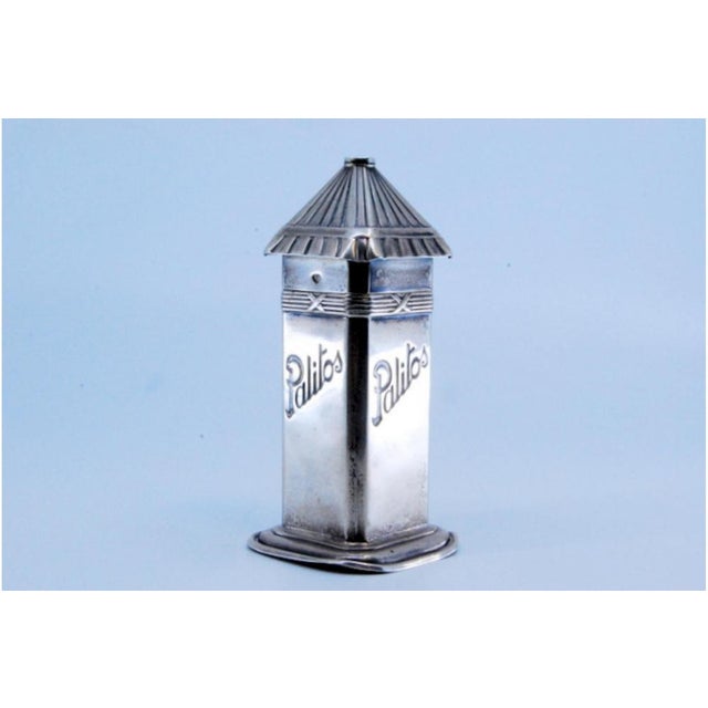 Silver Straw-Shaped Toothpick Holder on Square Base For Sale - Image 3 of 11