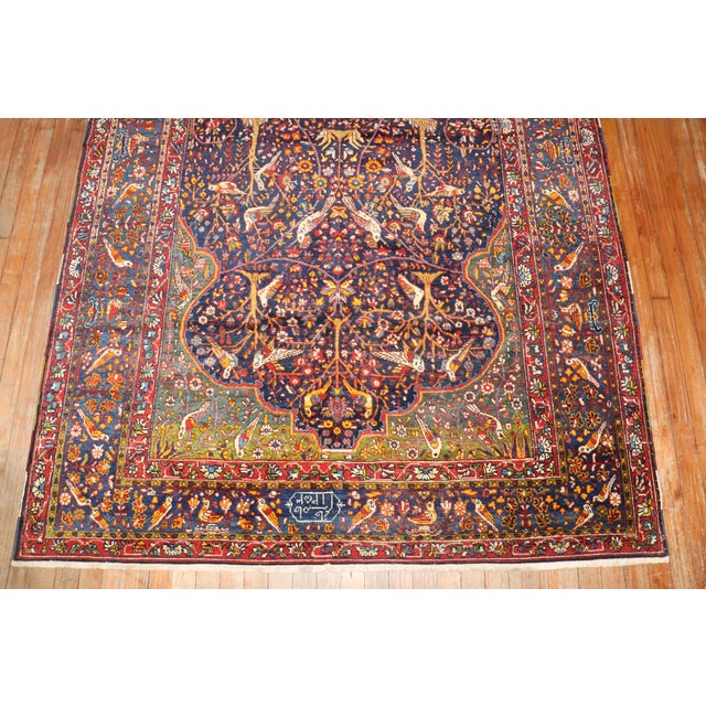 An early 20th Century Persian Persian Bakhtiari Pictorial signed Prayer rug. Light enough to use as a wall piece as well...