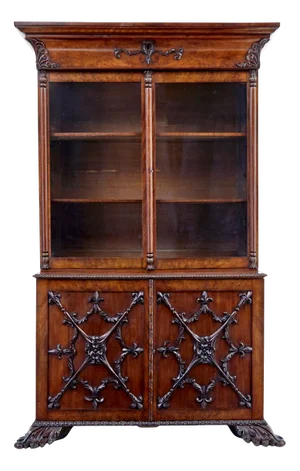 Antique Danish Carved Mahogany Bookcase, 1840