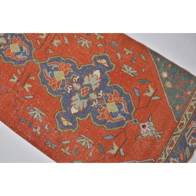 1950s Oushak Handknotted Floral Runner Rug For Sale In Phoenix - Image 6 of 10