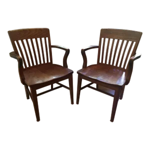 Pair of Craftsman Antique Library Oak Chairs