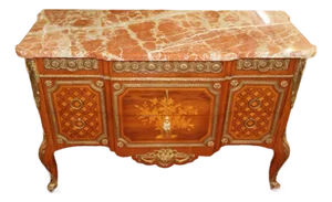 Late 20th Century French Louis XV Style Bronze Mounted Inlaid Dresser Commode