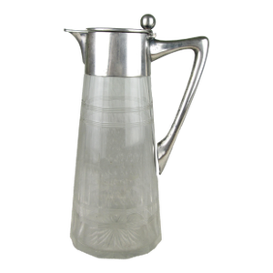 German Circa 1900 Art Nouveau Wilhelm Binder 800 Silver and Cut Glass Decanter
