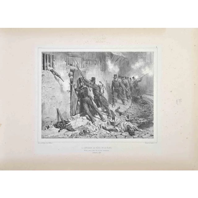 Le Capitaine De Genie Couverte is a Lithograph realized by Auguste Raffet in 1837. Signed on the plate. Good condition...