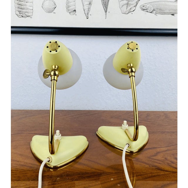 1950s Vintage Italian Golden Yellow Bedside Lamps, 1950s, Set of 2 For Sale - Image 5 of 10