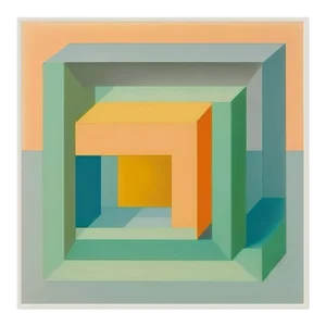 1990s Geometric Intervention Giclee Print on Canvas Framed