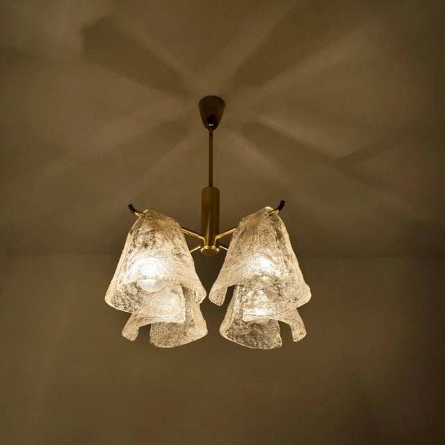 Metal Ice Glass Chandelier by J.T. Kalmar, 1970s For Sale - Image 7 of 11