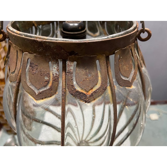 Wrought Iron and Murano Glass Light Pendant, 1950s For Sale - Image 13 of 18