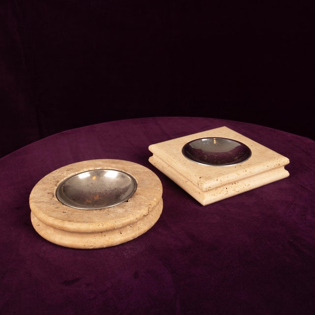 Vintage Italian Travertine Ashtrays, 1970, Set of 2 For Sale - Image 11 of 18