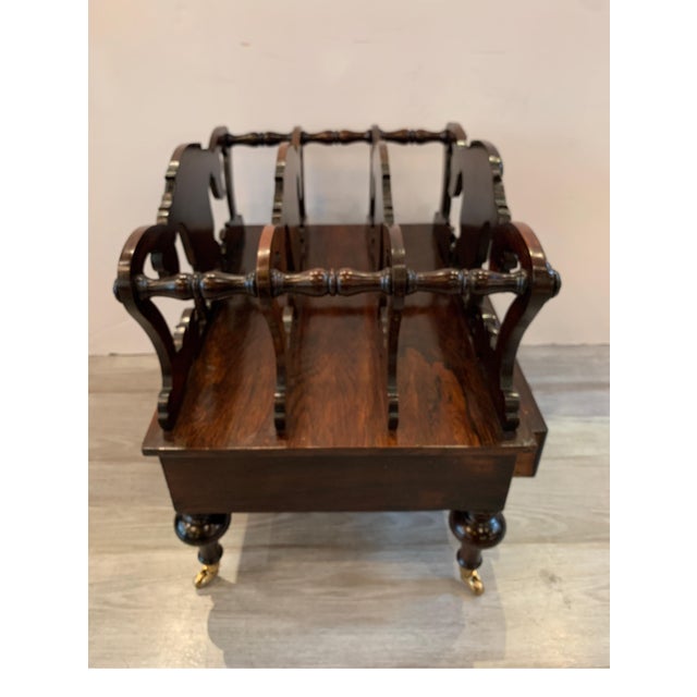 Early Victorian Solid Rosewood Three-Section Canterbury with Drawer and Casters For Sale - Image 17 of 18
