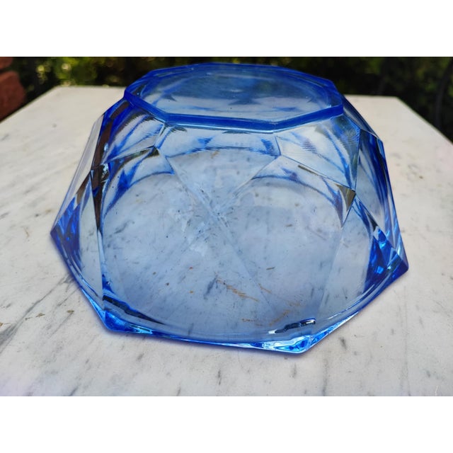 Art Deco Octagonal Blue Glass Platter, 1920s For Sale - Image 4 of 6