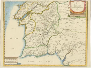 Antique Map of Southern Portugal by Sanson Hand-Colored, 1679