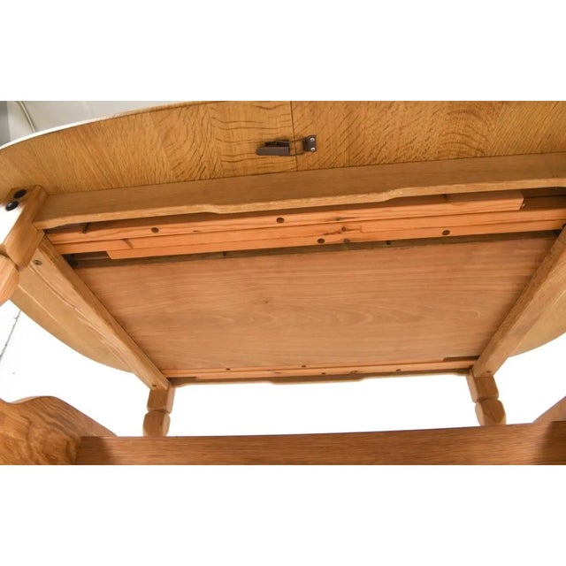 Wood 1970s Vintage Danish Oval Oak Dining Table in the Manner of Henning Kjærnulf With Two Leaves For Sale - Image 7 of 9