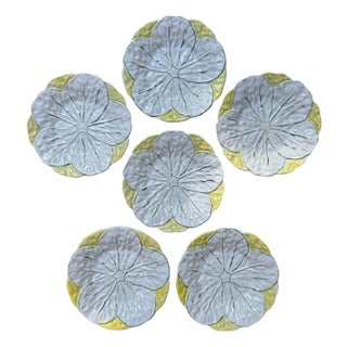 French Yellow Leaf Plates, S/6 For Sale