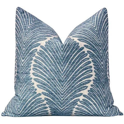 Pair of beautiful custom-made musgrove chenille pillows in sapphire. Meticulously handcrafted with serged interior seams,...