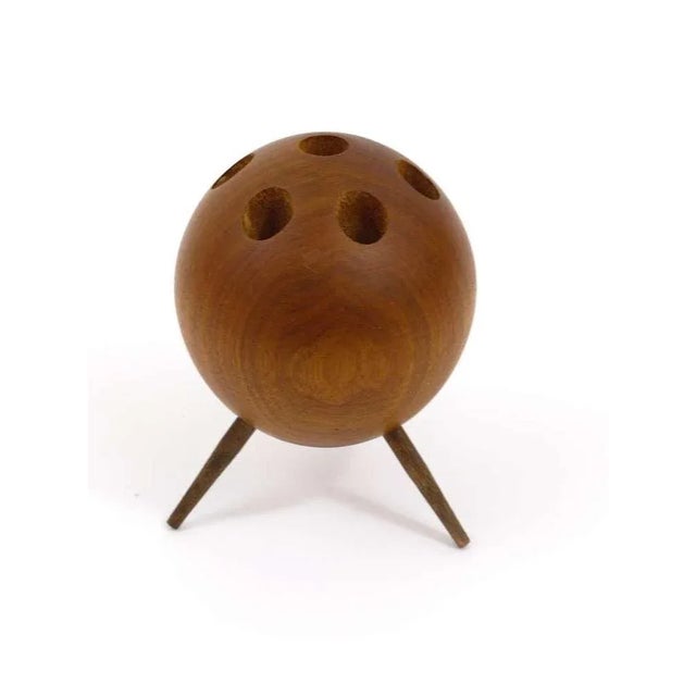 Walnut Ball Tripod Candleholder, Austria, 1950s For Sale - Image 3 of 8