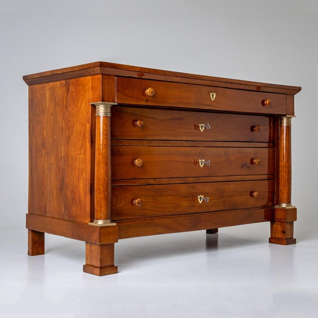 Empire Chest of Drawers with Columns, France, Early 19th Century For Sale - Image 4 of 12