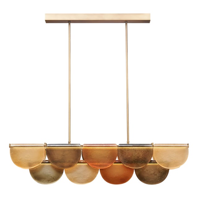 Murano Glass Amber “Onda” Chandelier For Sale