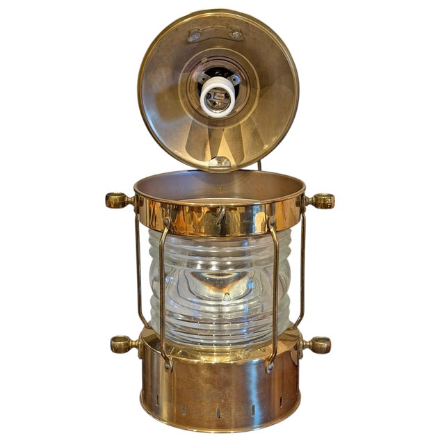 Mid 20th Century Brass Ship's Lantern Pendant Light For Sale - Image 14 of 16