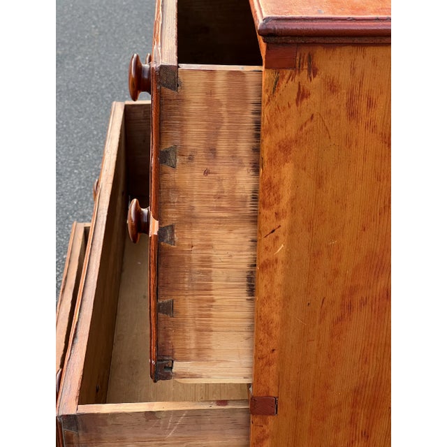 Antique Pine Chippendale Chest on Bracket Base With Double Drawer Dated 1808 For Sale - Image 9 of 11