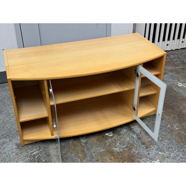 Maple Wood Veneer Media Cabinet For Sale - Image 9 of 12