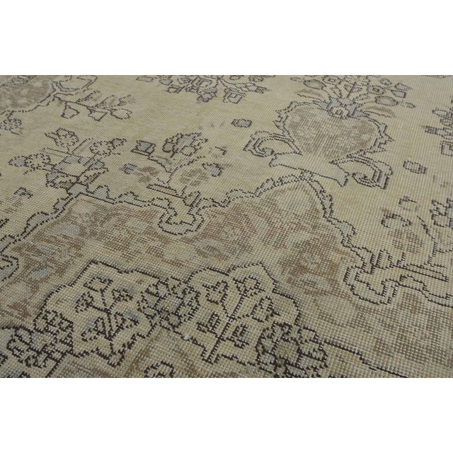 Tabriz Rug 6’5” X 9’4” Beige Wool Vintage Distressed Hand-Knotted Carpet For Sale - Image 10 of 15