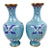 Mid-20th Century Chinese Blue & White Cloisonné Brass Vases - A Pair For Sale
