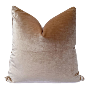 Contemporary Hollywood Regency Shimmering Velvet 22" Throw Pillow, Taupe Cream