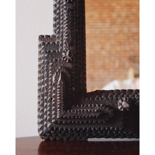 Antique Hand Carved Tramp Art Mirror, Late 19th Century For Sale - Image 9 of 18