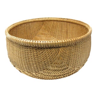 Vintage Extra Large Gathering Basket With Intricate Weave For Sale