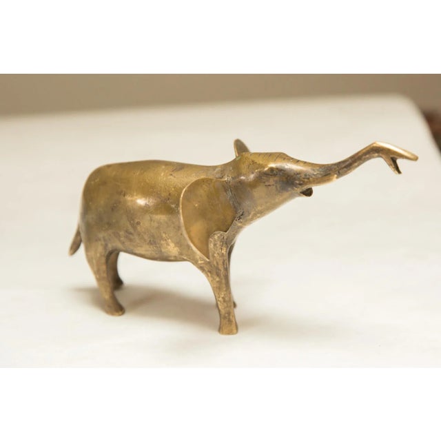 African Vintage African Golden Patina Elephant Trunk Up For Sale - Image 3 of 10