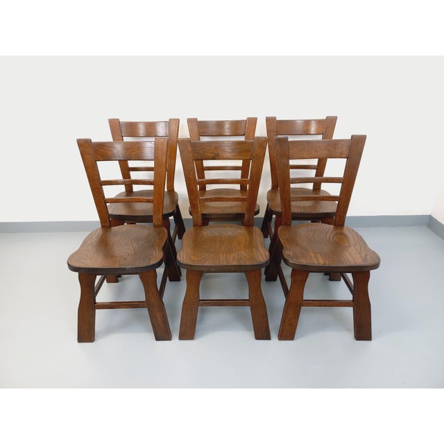 Vintage Brutalist Oak Chairs, 1960s, Set of 6 For Sale - Image 11 of 18