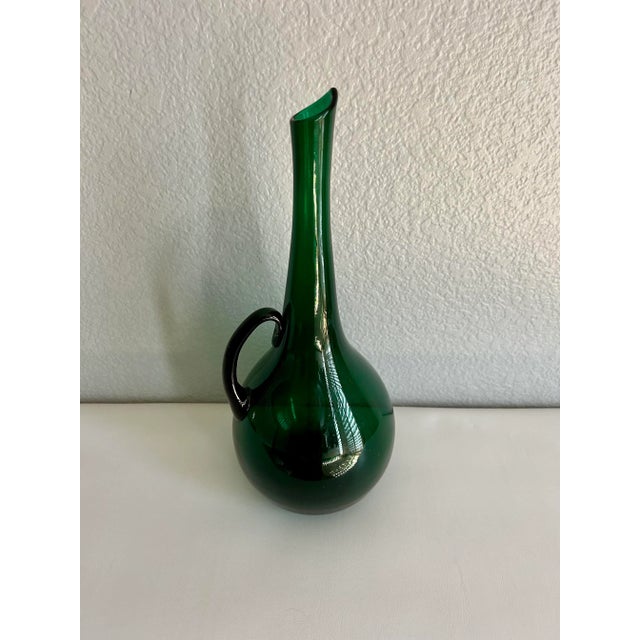 1970s 1970's Blenko Decanter Hand Blown Glass - Winslow Anderson - Scarce Chianti Green For Sale - Image 5 of 12