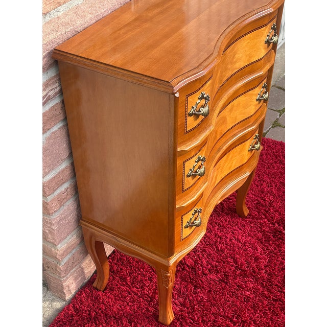 Vintage Wood Three-Drawer Inlaid Chest of Drawers, 1970s For Sale - Image 11 of 12