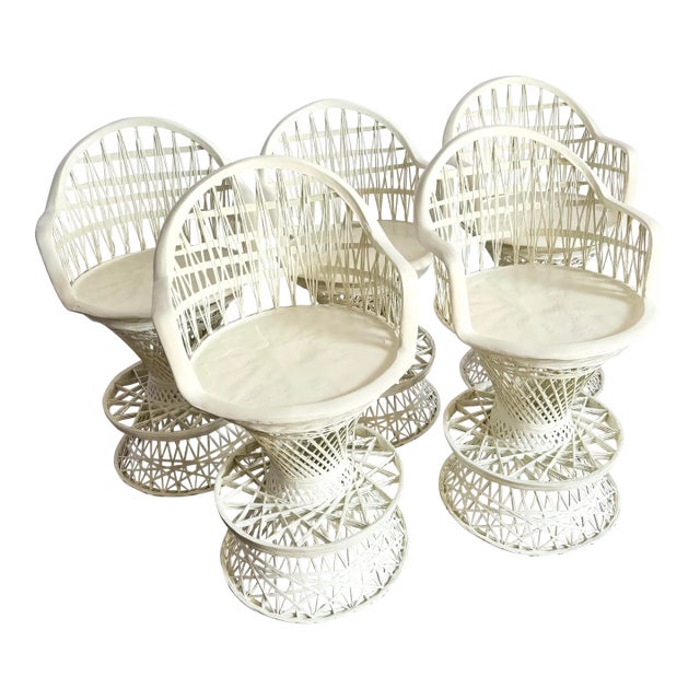 Mid Century Modern Spun Fiberglass Swivel Stools - Set of 5 For Sale