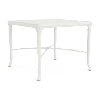 Brown Jordan Calcutta 26" Square Cast Top Corner Table in Chalk For Sale
