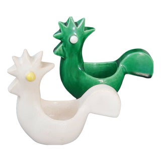Ceramic Roosters and Hens, 1950s, Set of 2 For Sale