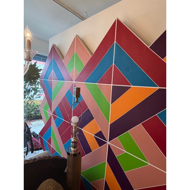 Burnt Orange Artist Joseph Kremer Abstract Geometric Hard - Edge Acrylic on Canvas on Wood Frame Signed and Dated For Sale - Image 8 of 12