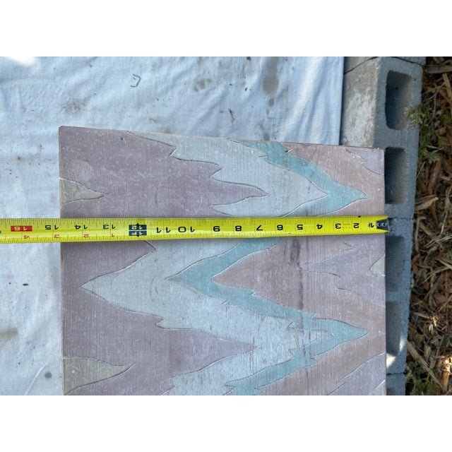 Vintage Hand-Painted Flame Chevron Wood Box on Stand For Sale - Image 10 of 11
