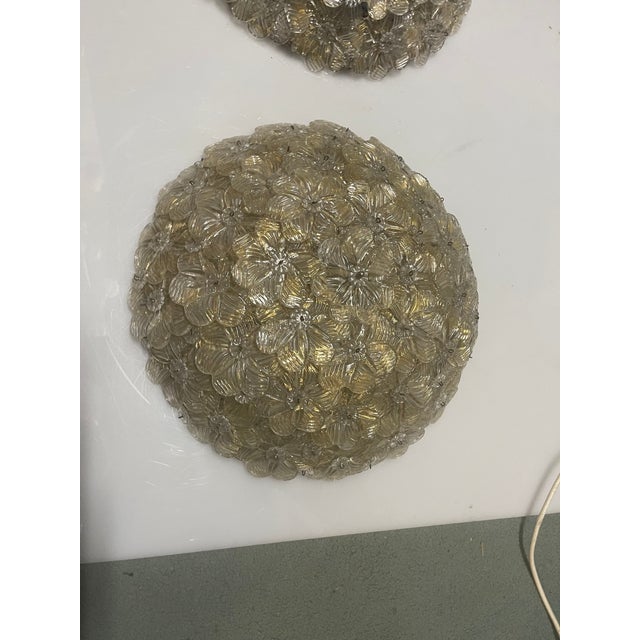 Murano Glass Flower Flushmounts from Seguso, 1960s, Set of 2 For Sale - Image 9 of 13