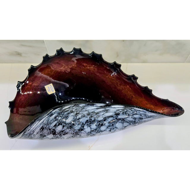 Glass Vintage Polish Art Glass Conch Shell Centerpiece Bowl For Sale - Image 7 of 11